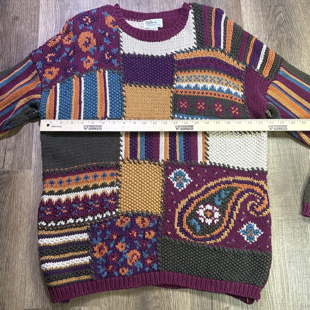 VTG Reference Point Women Knit Sweater Sz M Abstract Color Block Granny Blocks - Picture 9 of 11
